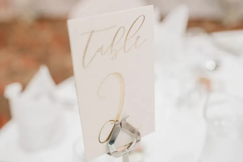 Place cards or table numbers